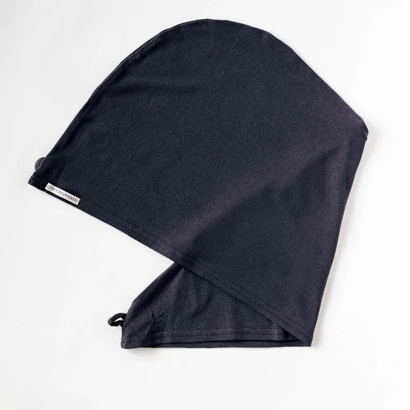 Bambus Turban Handtuch mit Knopf | Schwarz