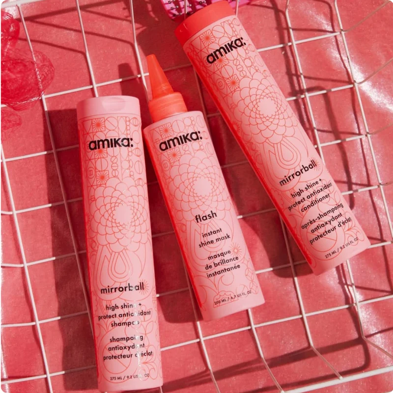 amika spiegelkugel hochglanz set shampoo, spülung, haarmaske