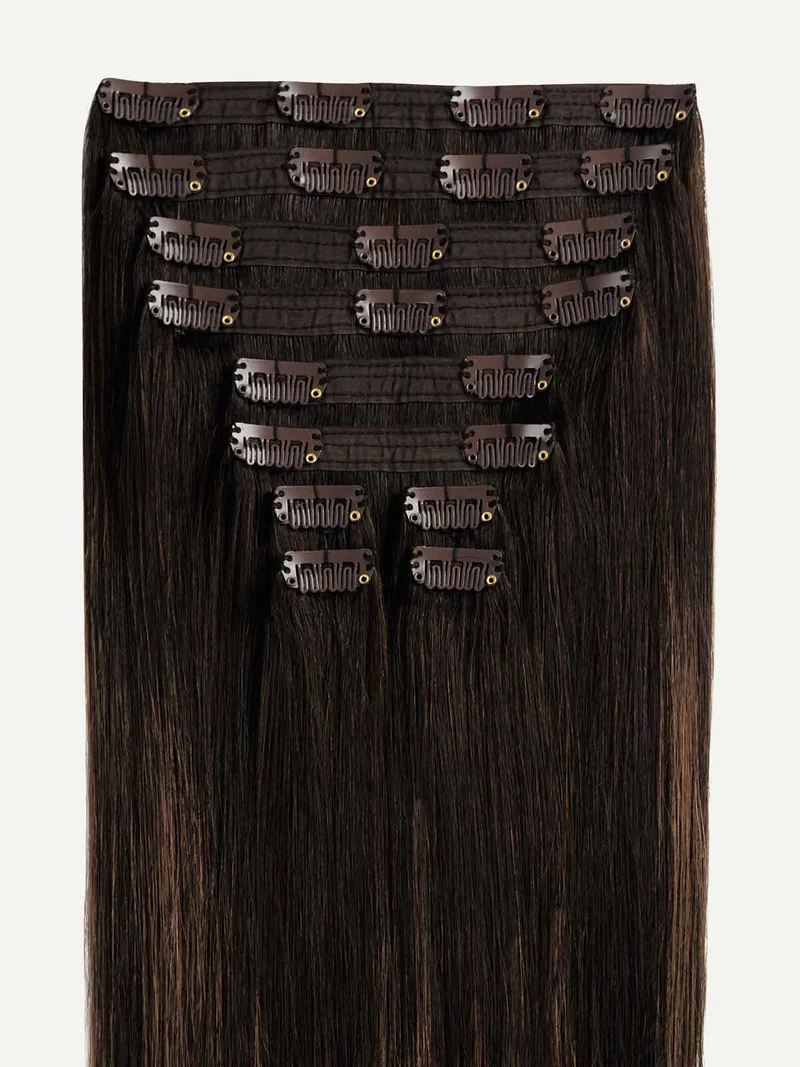 16" Classic Mocha Brown Balayage Clip-Ins (160g)