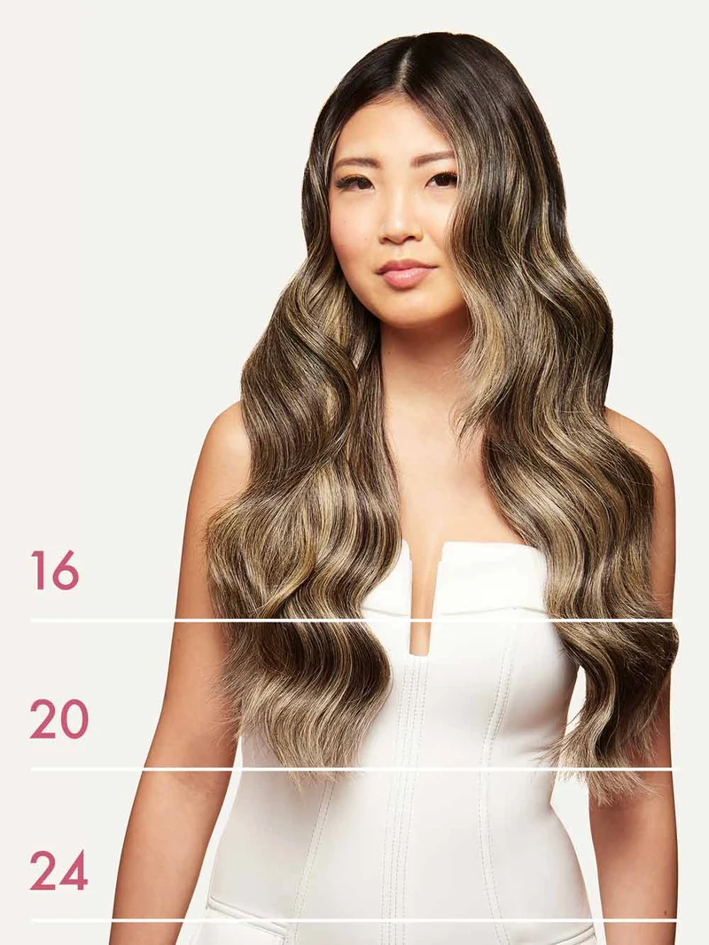 16" Mocha Brown Highlights Halo® Hair Extensions (140g)