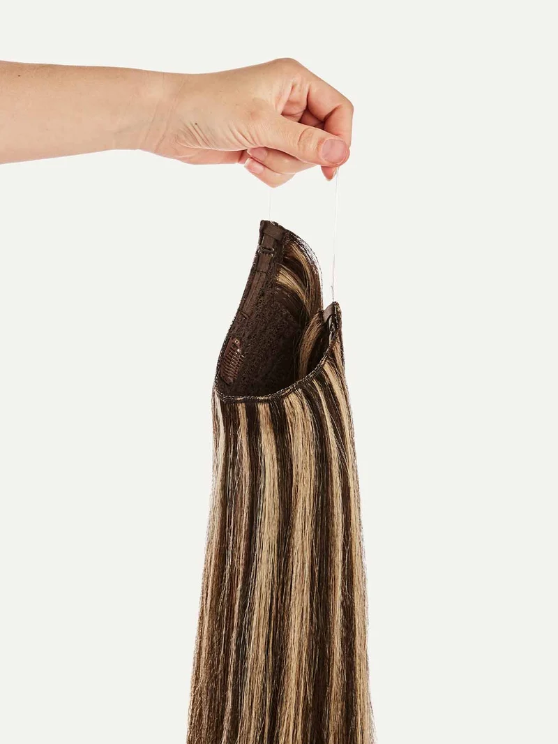 16" Mocha Brown Highlights Halo® Hair Extensions (140g)
