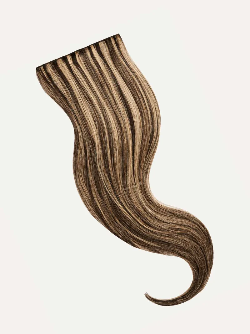 16" Mocha Brown Highlights Halo® Hair Extensions (140g)
