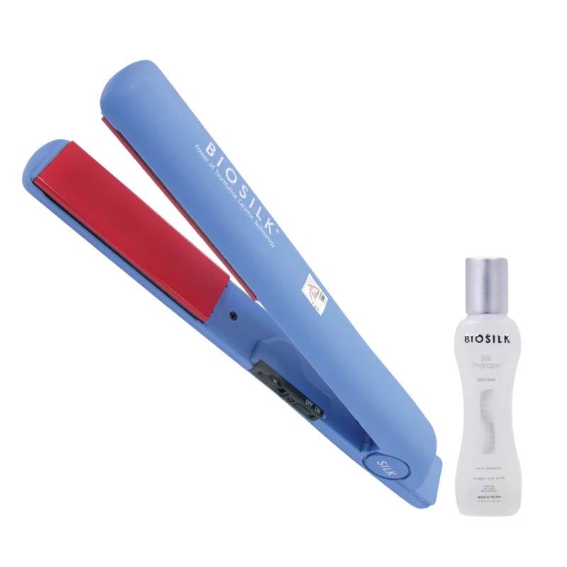 Biosilk Ergonomischer Turmalin-Keramik-Glätter Blau + gratis Silk Therapy 67ml