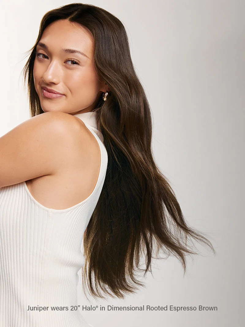 20" Seamless Dimensional Rooted Espresso Brown Clip-Ins (180g)