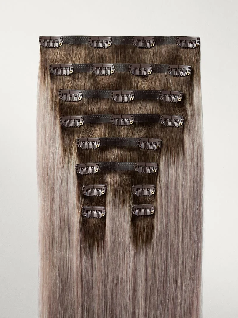 16" Seamless Dimensional Rooted Ash Blonde Clip-Ins (160g)