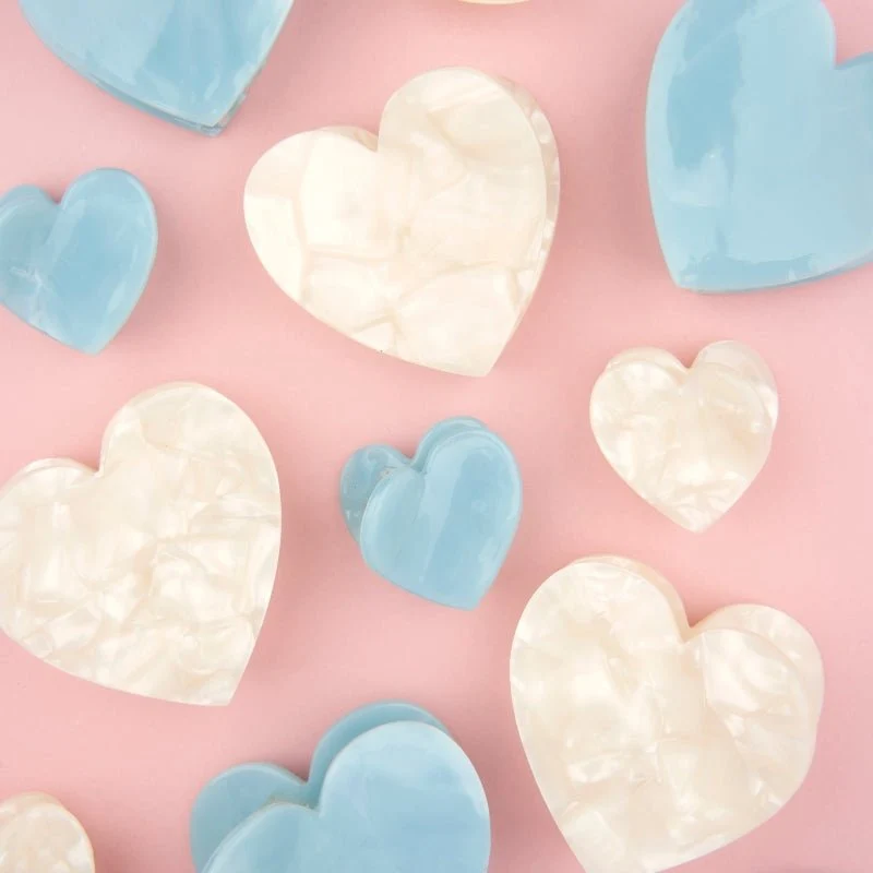 White Heart Mini Hair Claw