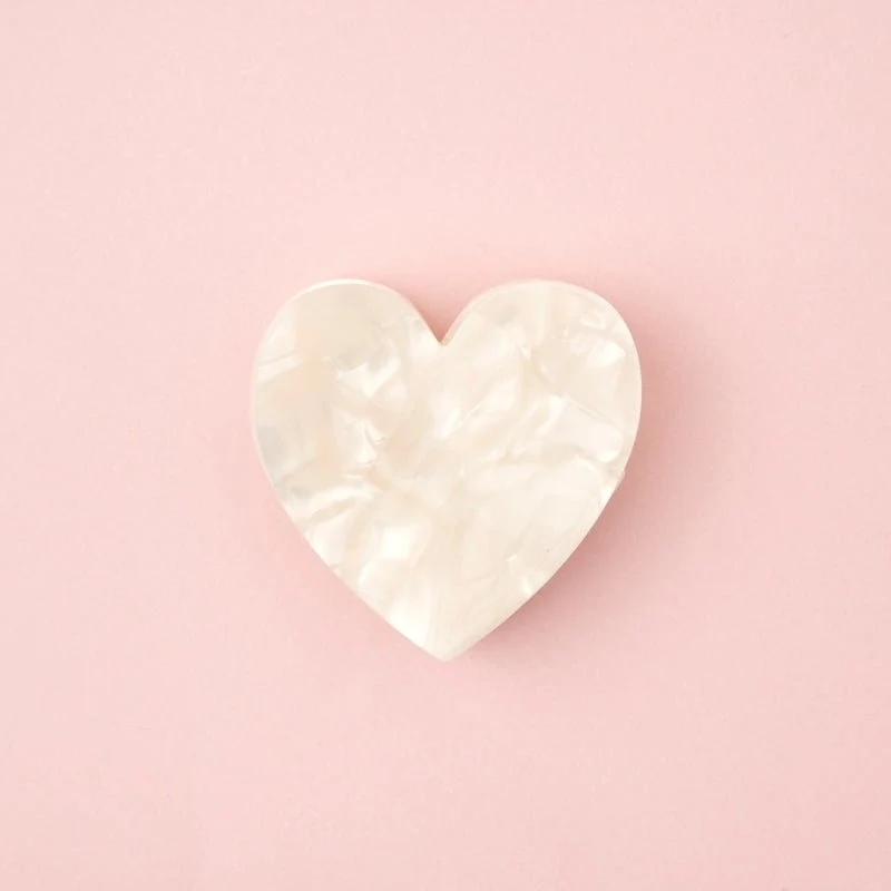 White Heart Mini Hair Claw