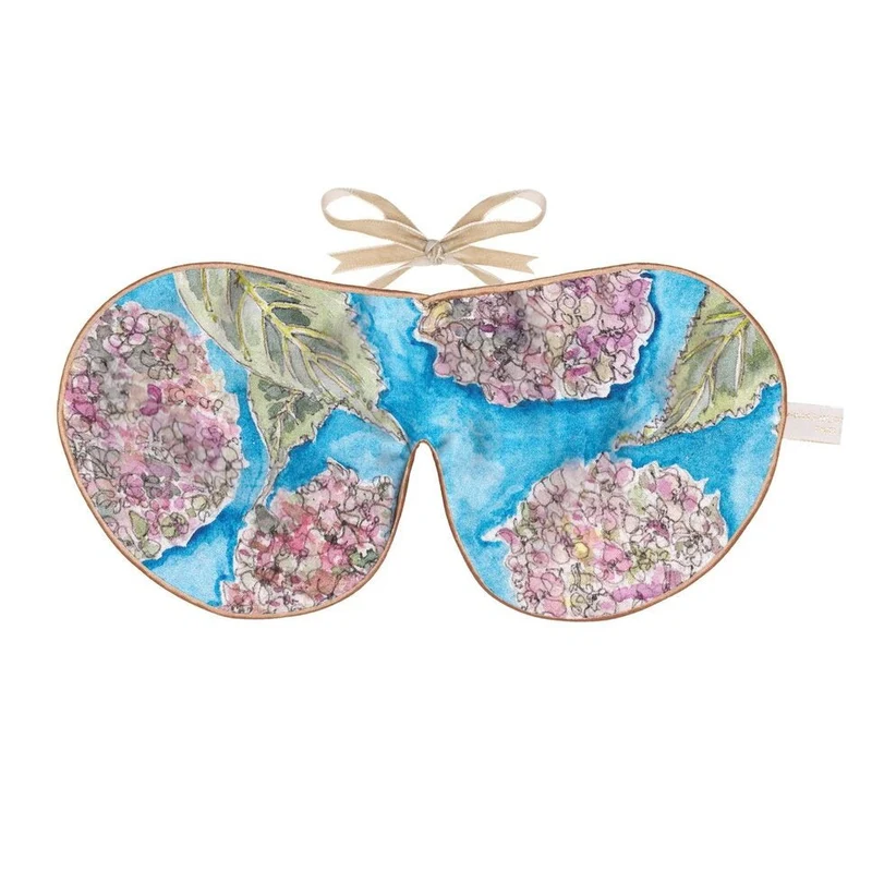 Printed Silk Lavender Eye Mask Hydrangea