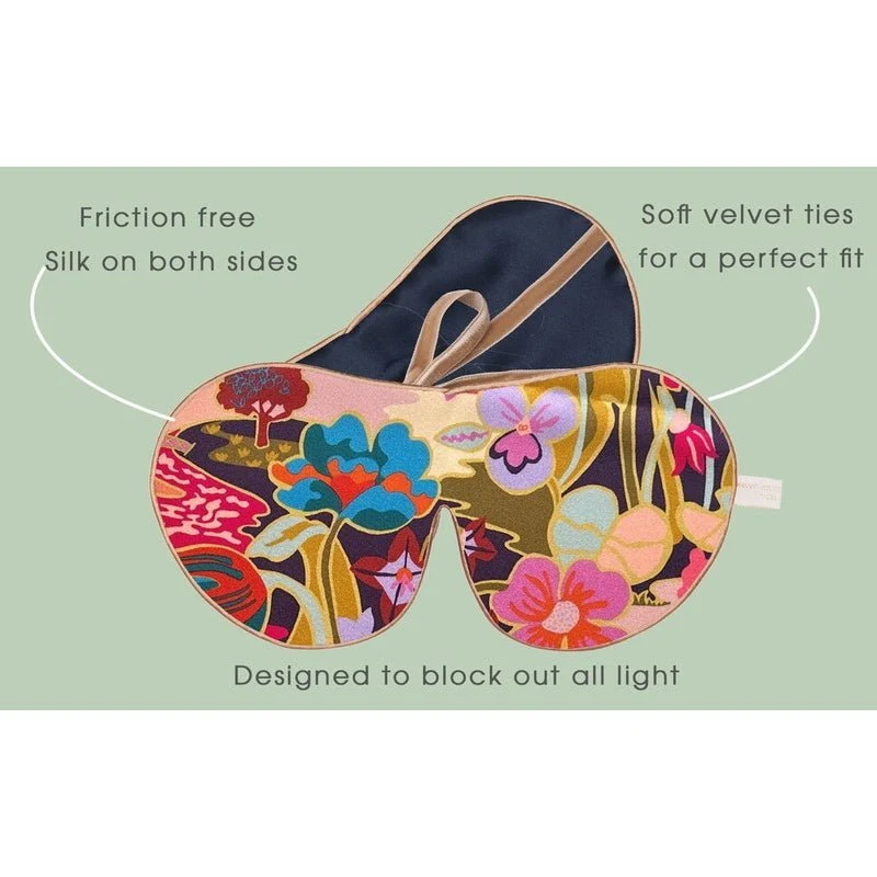 Printed Silk Lavender Eye Mask Hydrangea