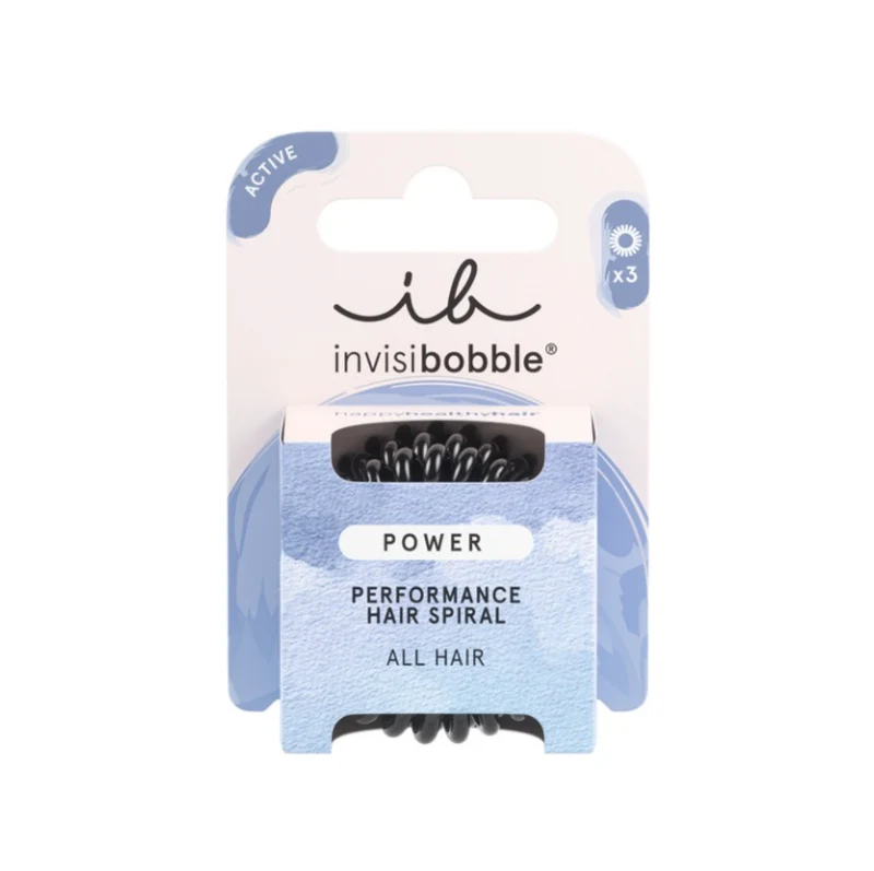 Power True Black Hair Spiral Hair Ties 3pc