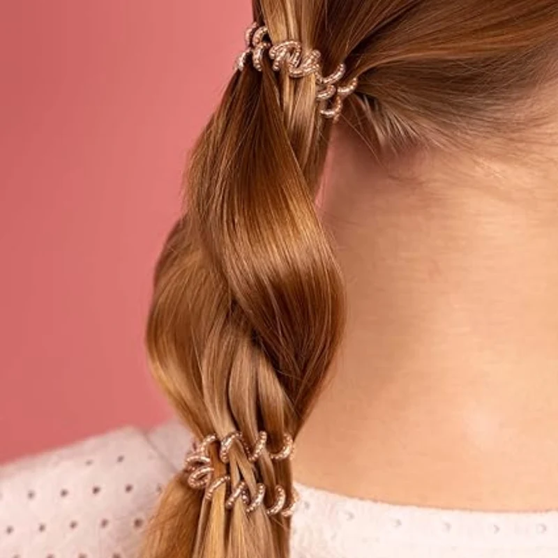 Slim Of Bronze And Beads Spiral Hair Ties 3pc