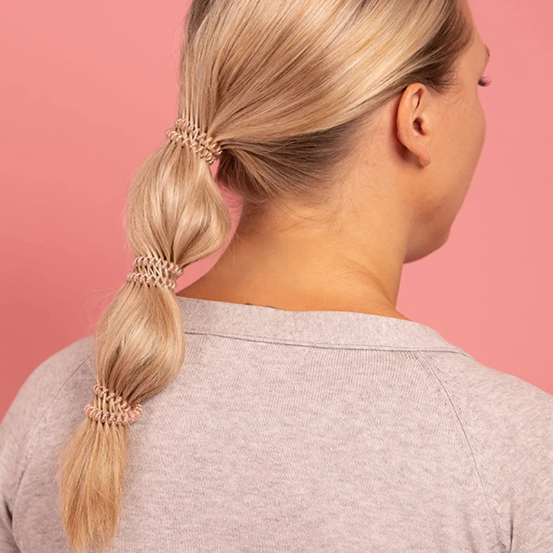 Slim Of Bronze And Beads Spiral Hair Ties 3pc