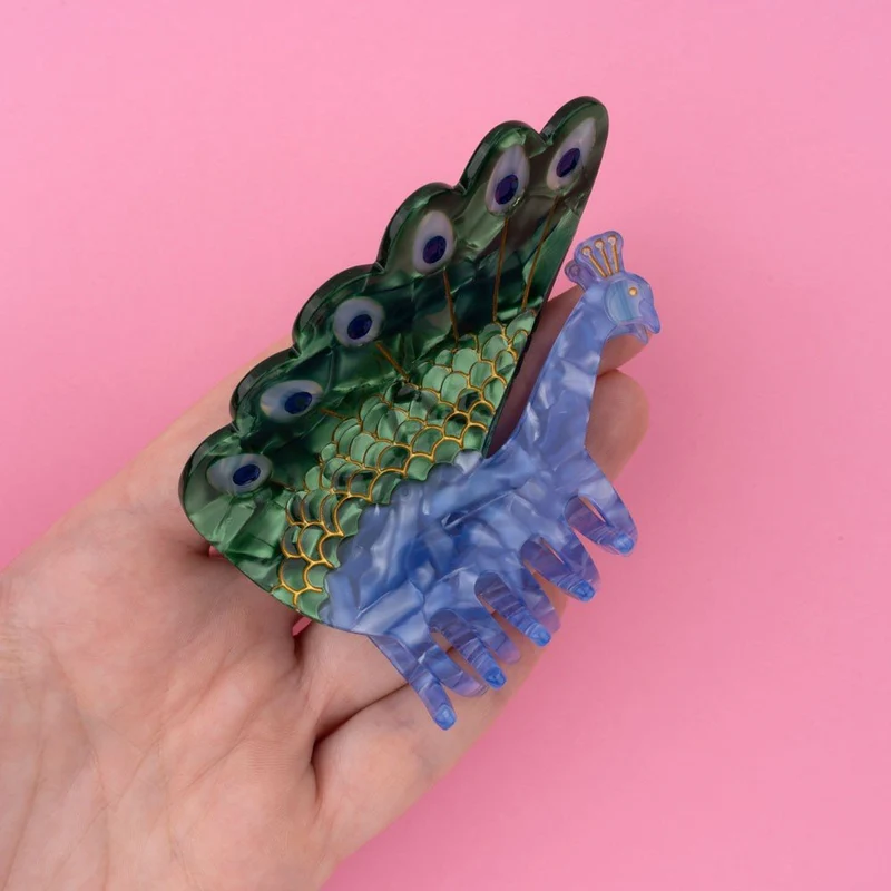 Peacock Hair Claw