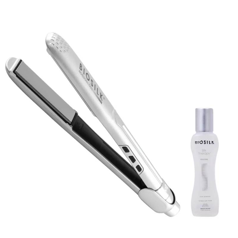 Biosilk Titanium Glätteisen Silber + gratis Silk Therapy 67ml