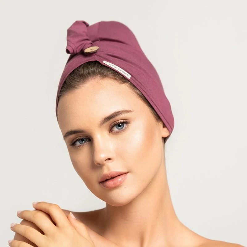 Bambus Turban Handtuch mit Knopf | Rot