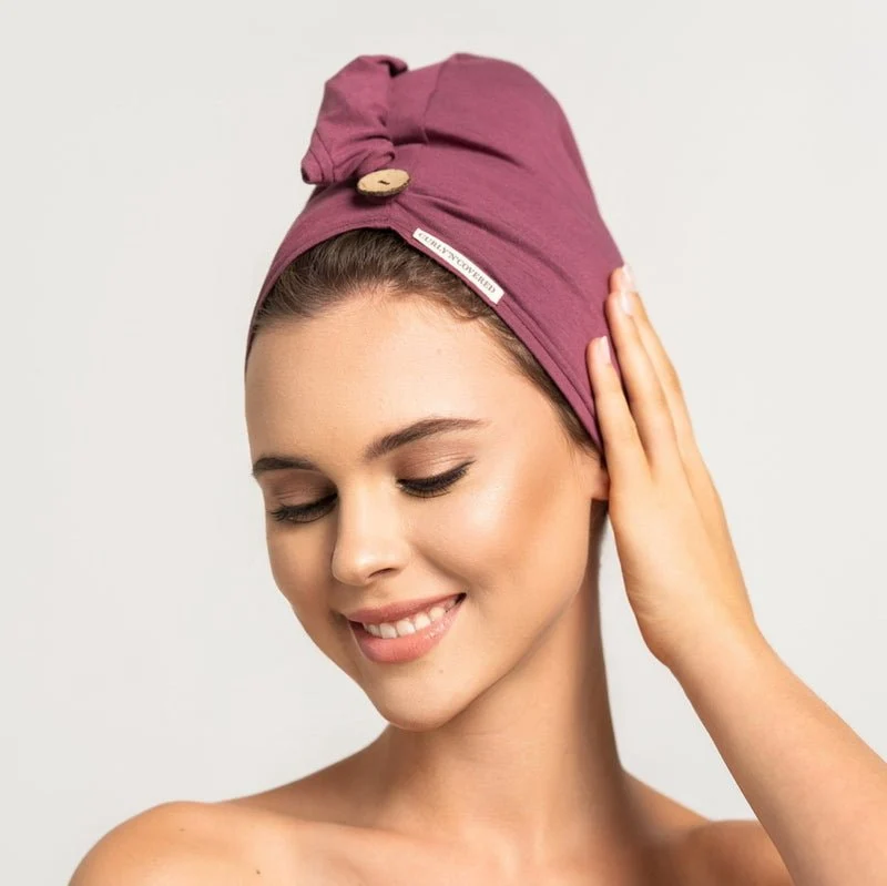 Bambus Turban Handtuch mit Knopf | Rot