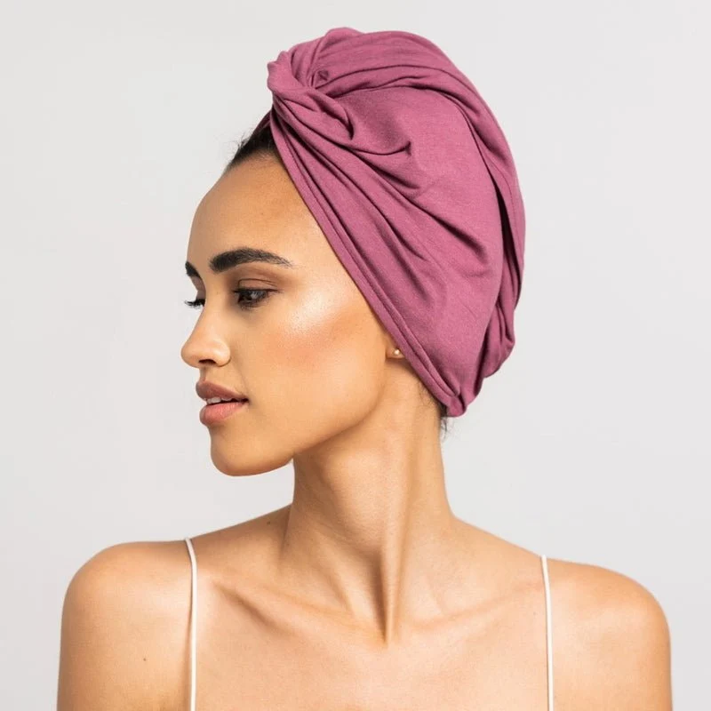 Bambus Turban Handtuch mit Knopf | Rot