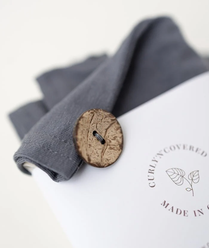 Bambus Turban Handtuch mit Knopf | Grau