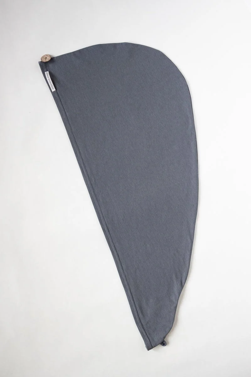 Bambus Turban Handtuch mit Knopf | Grau