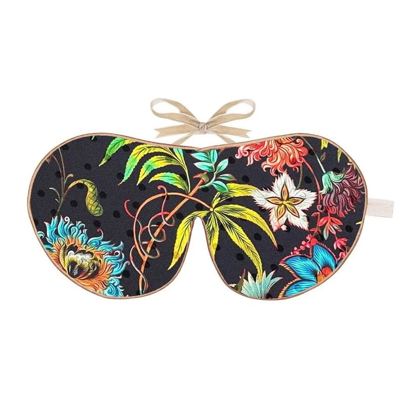Printed Silk Lavender Eye Mask Floral Jacquard