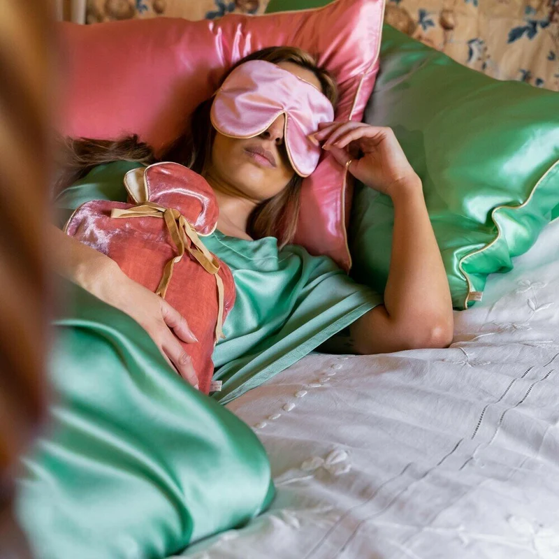 Printed Silk Lavender Eye Mask Floral Jacquard