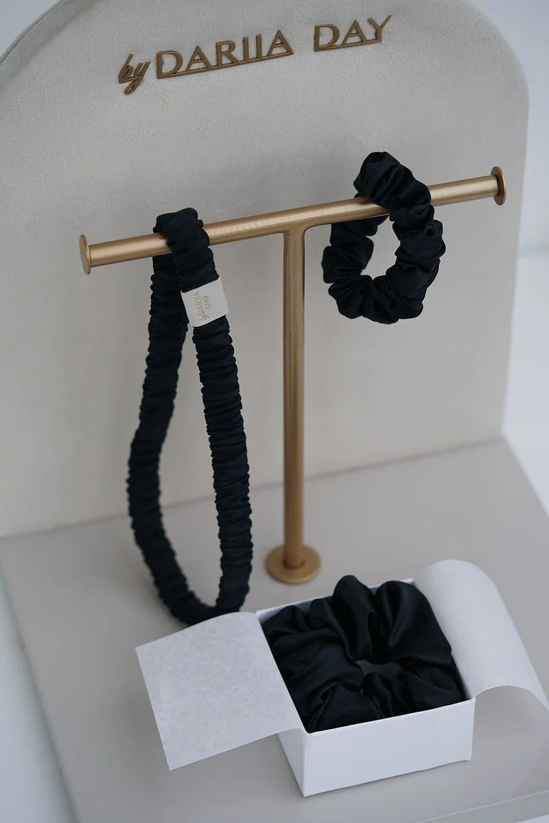 Silk Headband Midnight Black