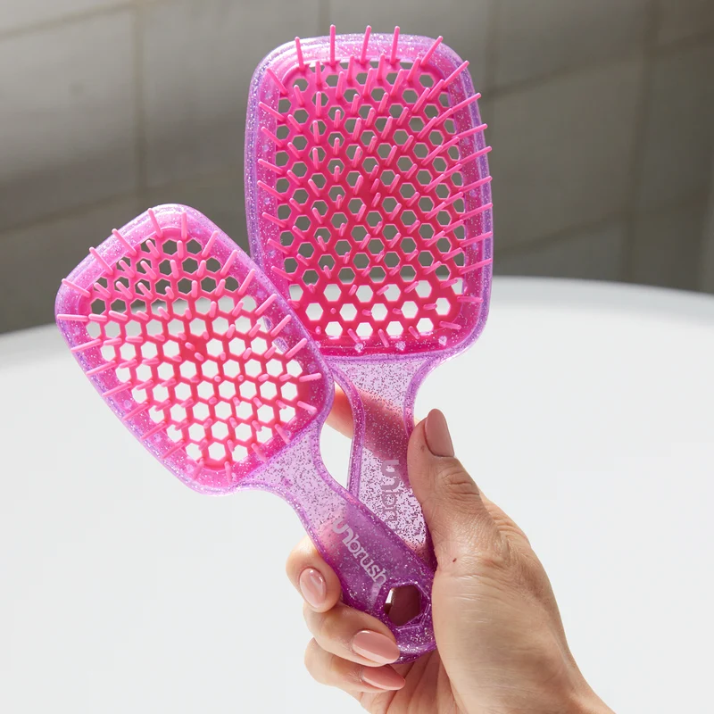 UNbrush Entwirrende Haarbürste Mini Glitter - Rosenquarz