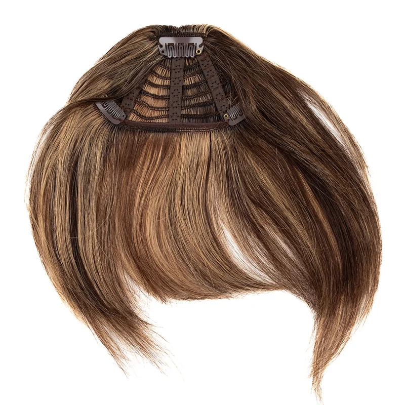 Human Hair Clip in Fringe - #2/10 Chocolate Brown/Caramel