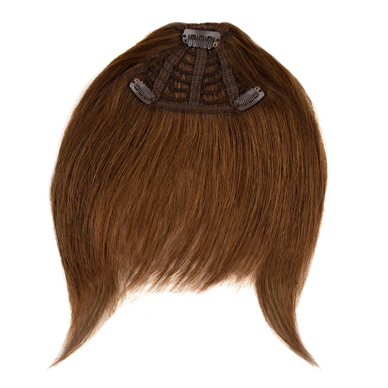 Human Hair Clip in Fringe - #6 Light Brown