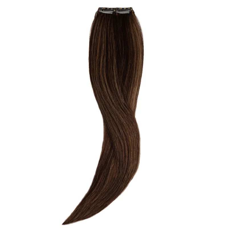 20" Human Hair 2 Clip-in - #2/10 Chocolate Brown/Light Caramel