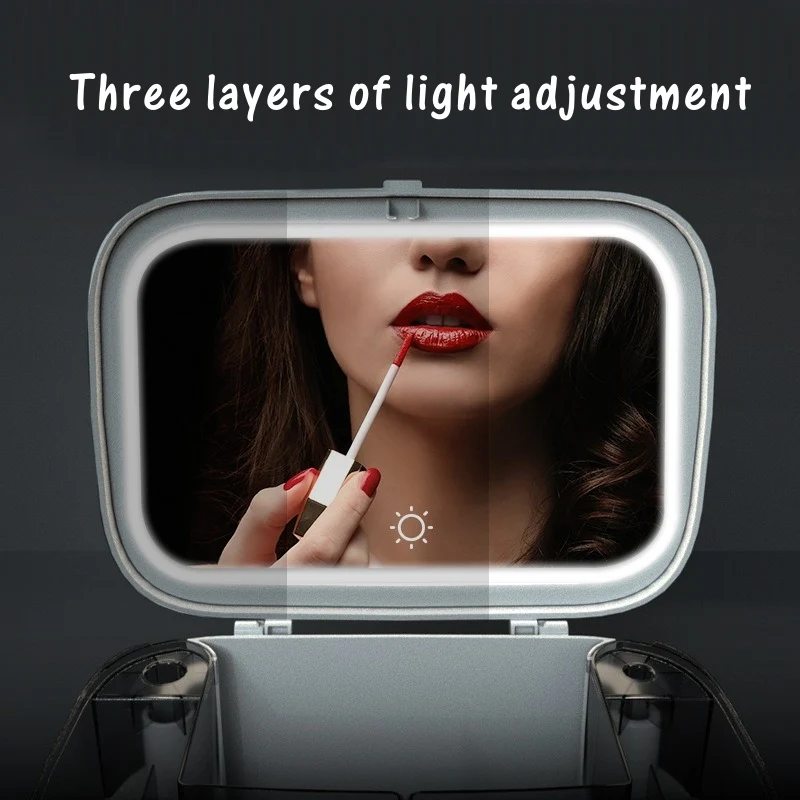 LED-Lichtkosmetik mit LED-Spiegel-Kosmetik-Aufbewahrungsbox