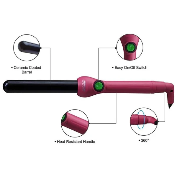 Clipless Lockenstab Rosa 32mm