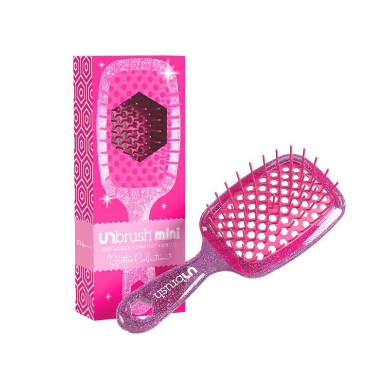 UNbrush Entwirrende Haarbürste Mini Glitter - Rosenquarz