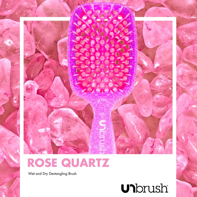 UNbrush Entwirrende Haarbürste Glitter - Rosenquarz Pink