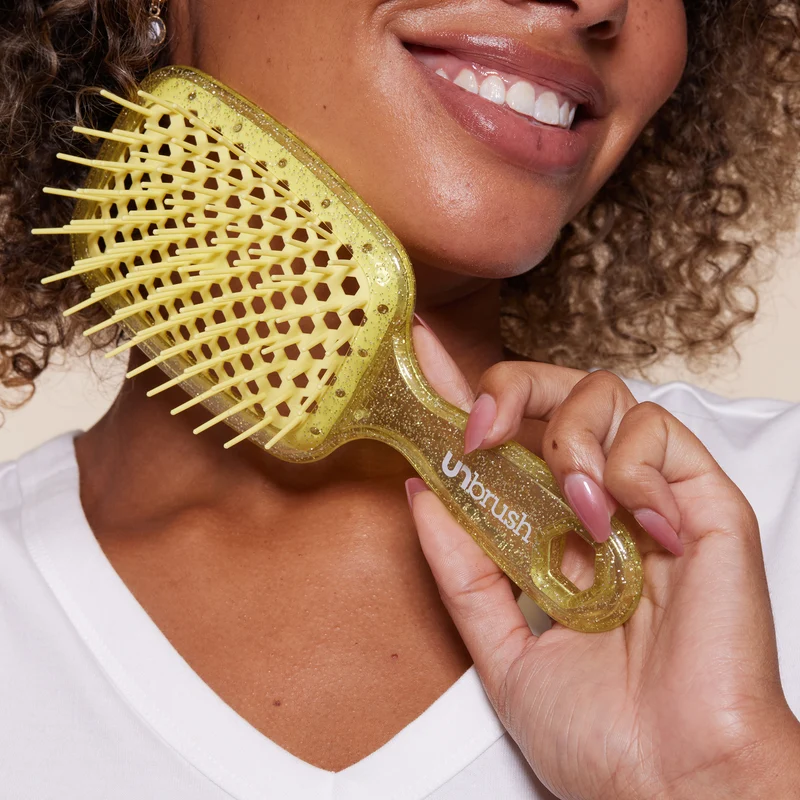 UNbrush Entwirrende Haarbürste Glitter - Bernsteingelb
