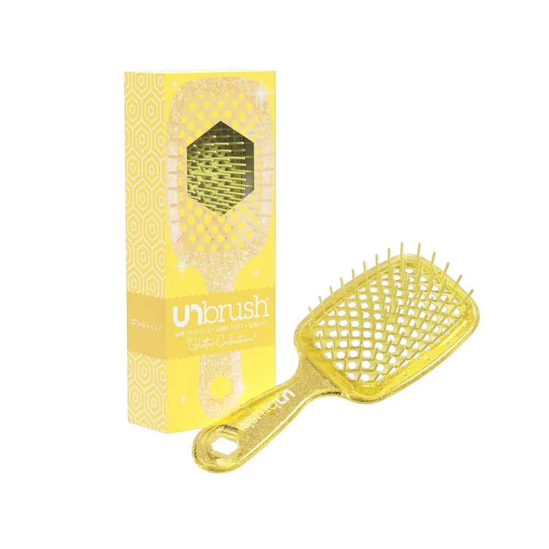 UNbrush Entwirrende Haarbürste Glitter - Bernsteingelb