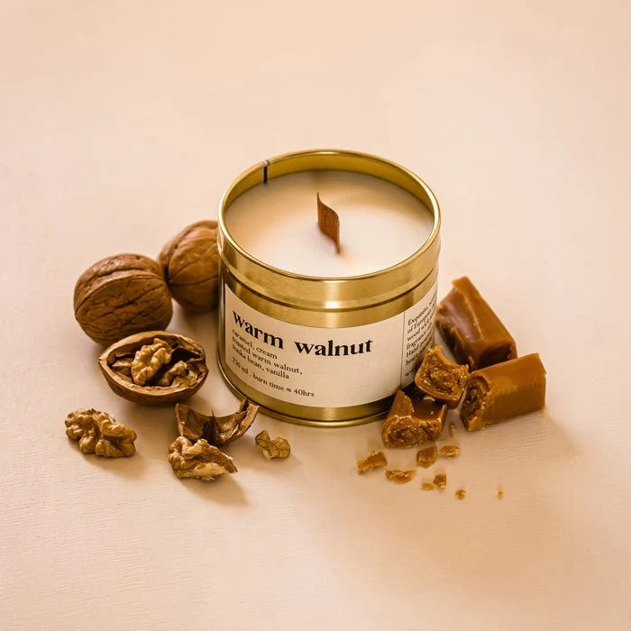 Warm Walnut Botanische Duftkerze Mit Holzdocht 250 ml