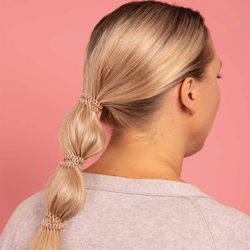 Slim Hair Spiral Hair Ties Pink Monocle 3pc