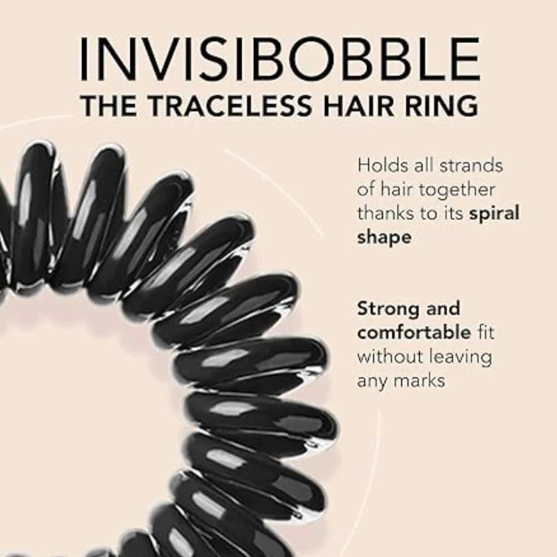 Original Hair Spiral Hair Ties True Black 3pc