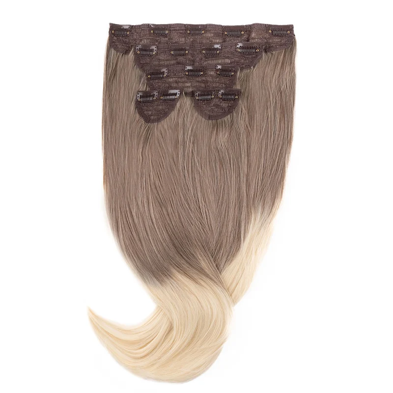 22" Synthetic 5pc Clip In - #6/613O Light Brown/Blonde Ombre