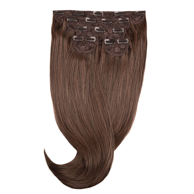 22" Synthetic 5pc Clip In - #2/10 Chocolate Brown/Caramel