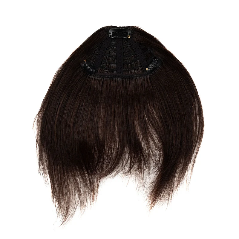 Human Hair Clip in Fringe - #1B Dark Brown