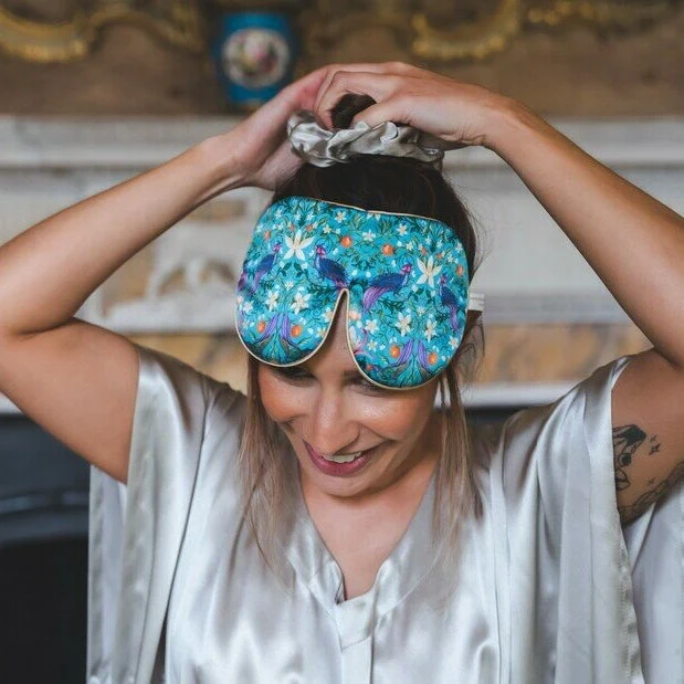 Printed Silk Lavender Eye Mask Stately Bouquet Liberty Print