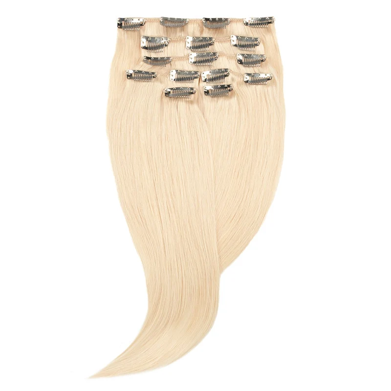 16" Human Hair 7pc Clip In - #613 Light Blonde