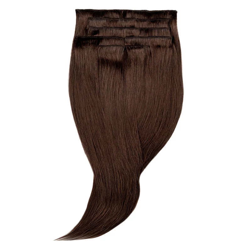 16" Human Hair 7pc Clip In - #2 Chocolate Brown