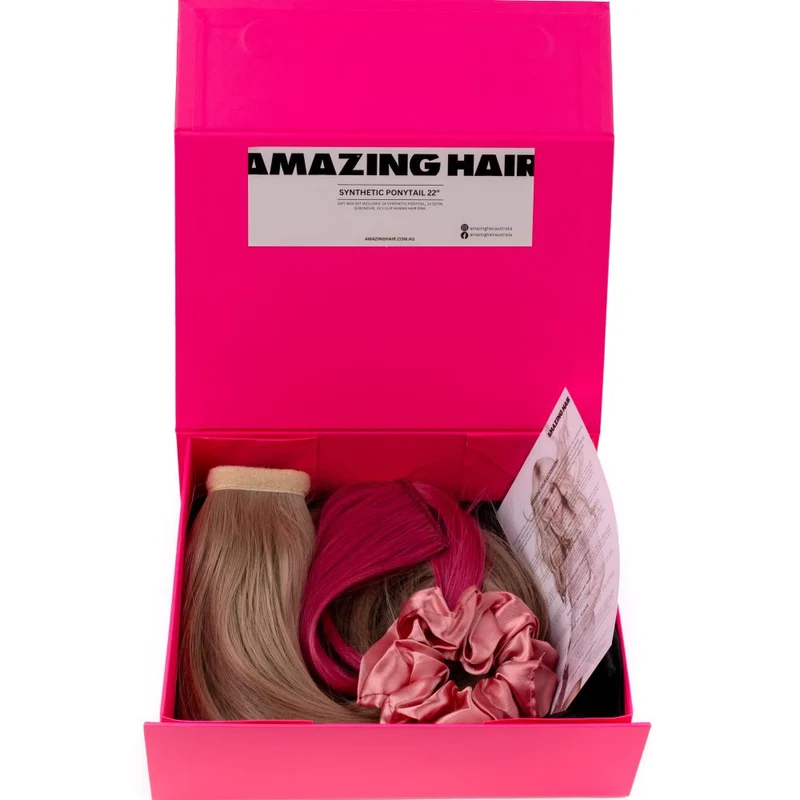 Gift Box With Synthetic Ponytail 22" #10 Caramel