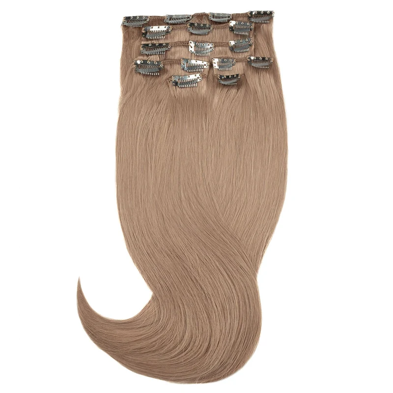 20" Human Hair 7pc Clip In - #17 Almond Blonde