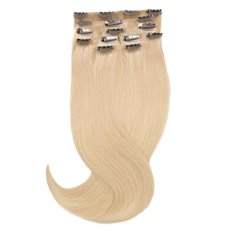 20" Human Hair 7pc Clip In - #613 Light Blonde