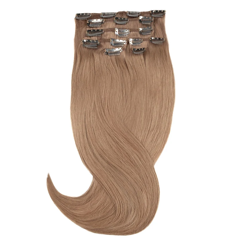 20" Human Hair 7pc Clip In - #10 Light Caramel