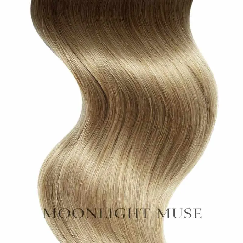 Mondschein Muse Jungfrau Haar 65cm V-Spitze Haar Dunkel/Platina Melange #SB